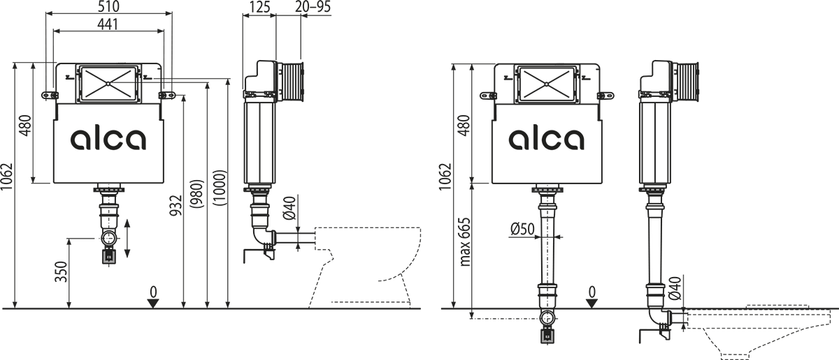 AM112W - Rezervor WC încastrat pentru montare în zidărie 