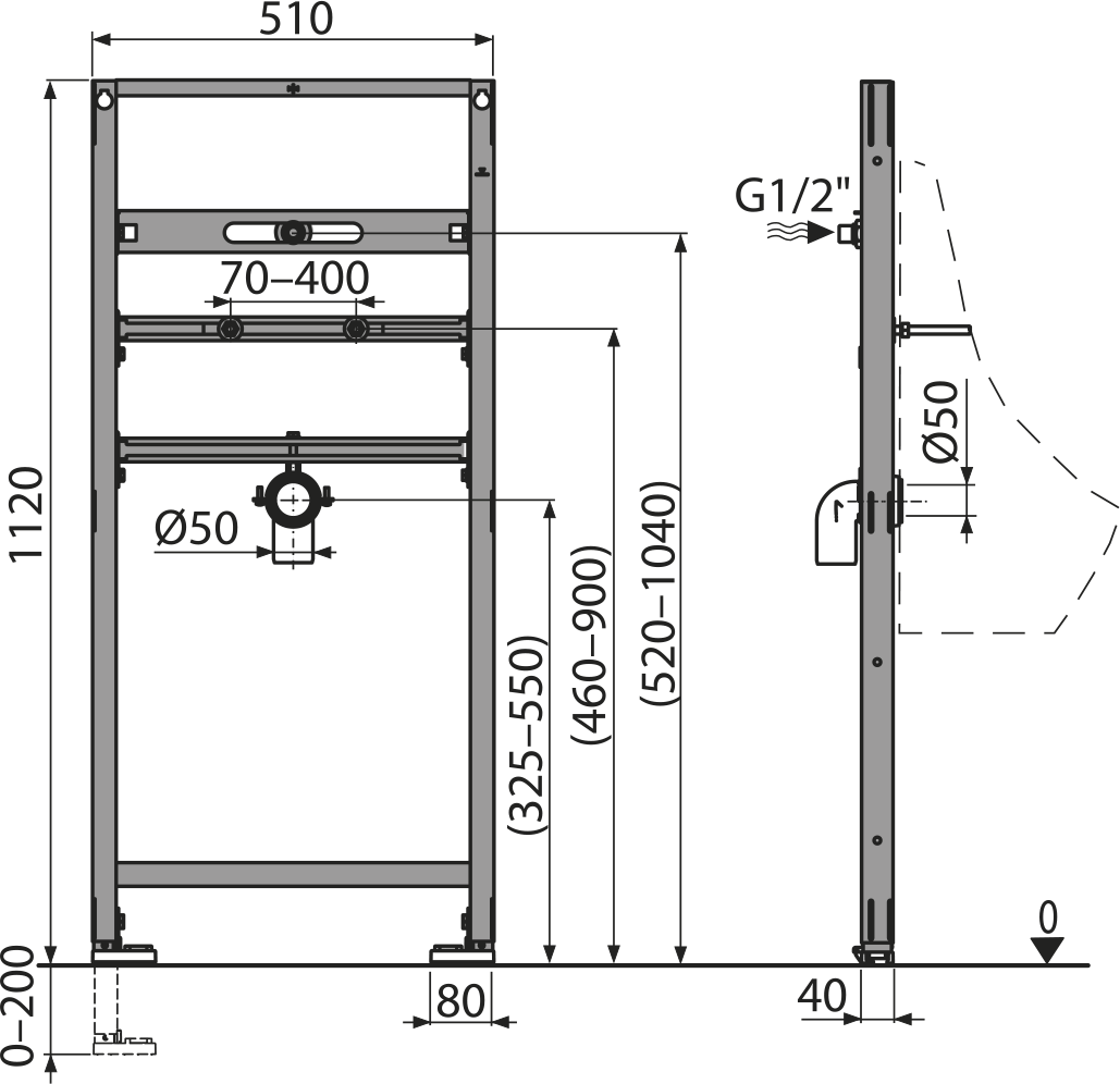 AS107/1120 - Cadru de montaj pentru urinal