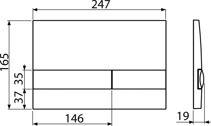 M1732 - Clapetă de acţionare pentru rezervor încastrat, cromat-mat