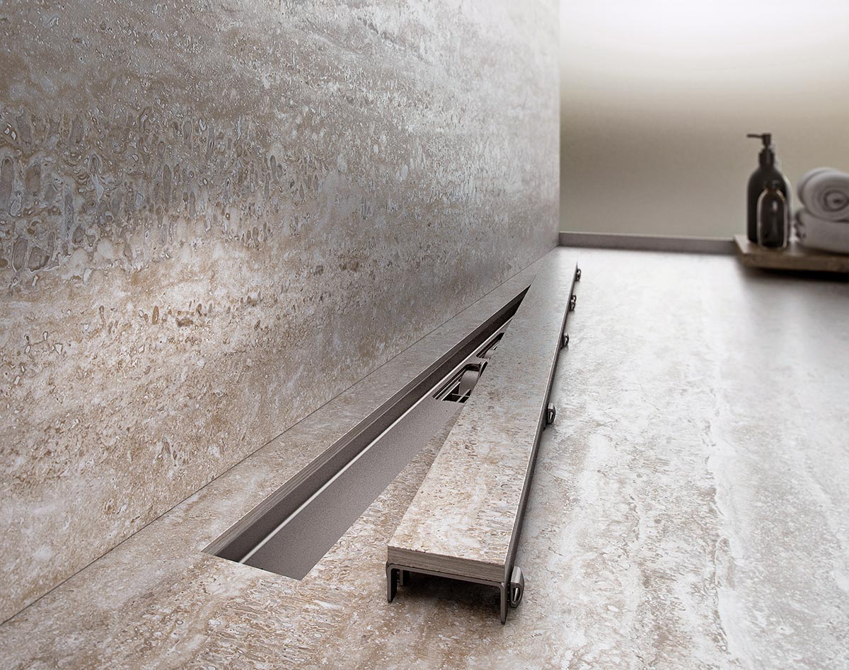 APZ15 Marble - Canal de scurgere pentru duş fără margine cu suport pentru încastrarea plăcilor ceramice